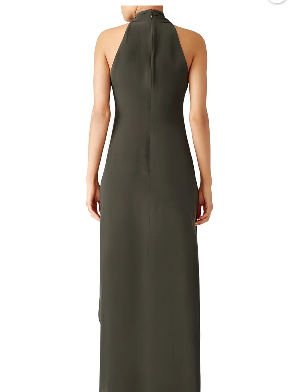 Reformation Olive Green Ruffle High-Slit Maxi Dress - Picture 5 of 8